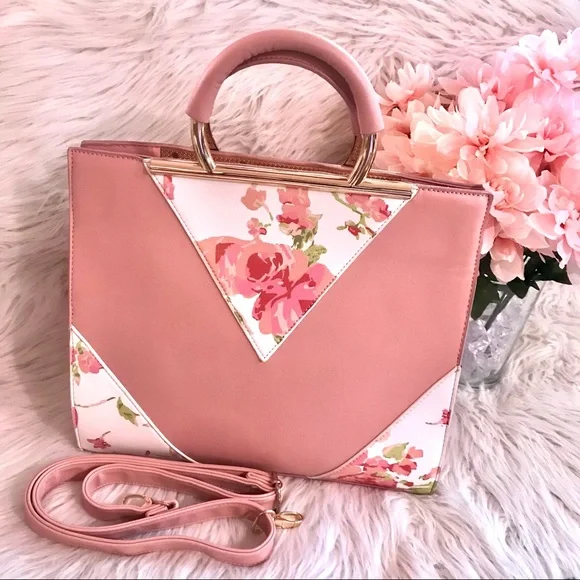 Eight by Under One Sky Pink Floral Handbag - Picture 5 of 9